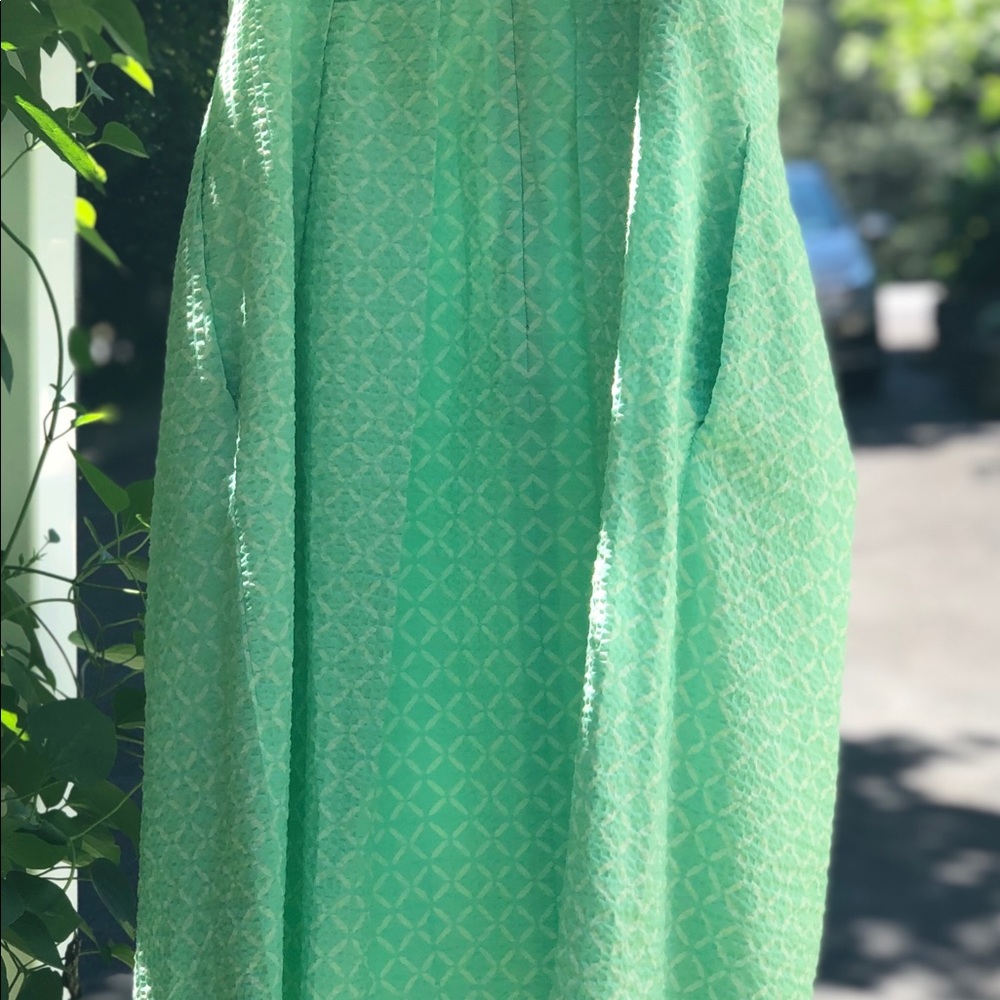 Jcrew Size 2 Mint White X Pattern Seersucker Dress - image 5